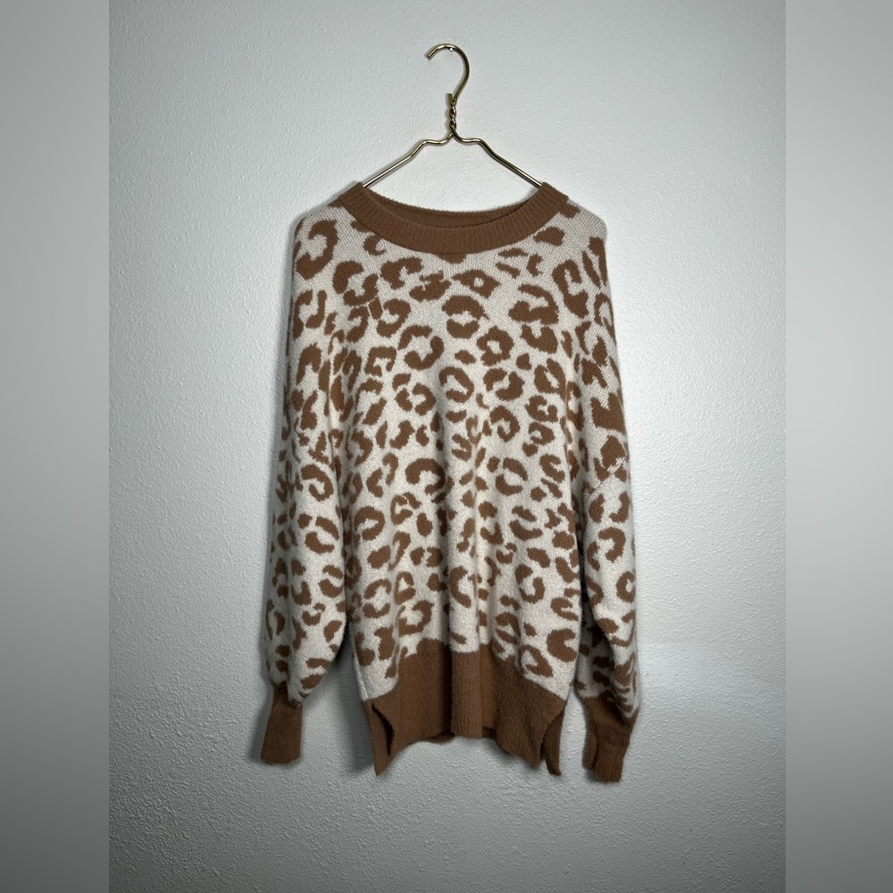Aerie Brown and Cream Leopard Sweater size extra small new with tags